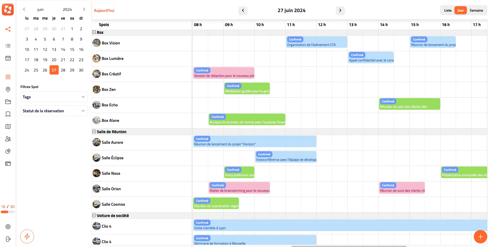 SpotBooker - Calendar interface